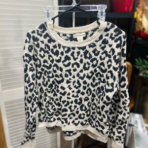 Women’s Animal Print Leopard Sweater - Black and Cream